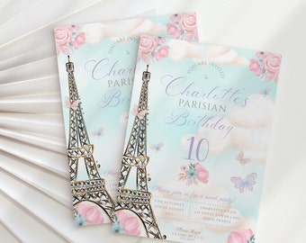 Paris Themed Birthday Invitation, Paris Birthday, French Birthday Invitation, Paris birthday party, Paris Birthday invitation template