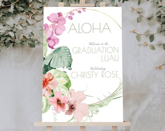 Graduation Luau or Party Welcome Sign - DIY Tropical Summer luau - Beach party - College Graduation welcome - High school Graduation welcome