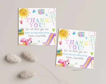Summer Teacher Appreciation Thank you tags \stickers, End of year gifts, Teacher appreciation week gifts, teacher appreciation printable tag