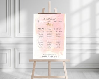 Modern Blush & Gold WATERCOLOR SEATING CHART - wedding - bridal shower