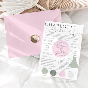 Bridal Party Info Card, QR Code, Minimalist Bridesmaid proposal card, Bridesmaid Info Card, Custom Bridal Party Information Card