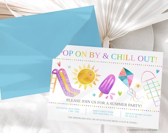 Playground Summer invitation, Summer party invite, Neighborhood party Invite, Play date Invitation, End of School Party, Pool Party invite