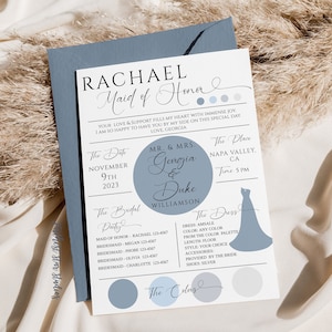 Bridal Party Info Card - QR code,  Minimalist Bridesmaid proposal card, Bridesmaid Info Card, Custom Bridal Party Information Card