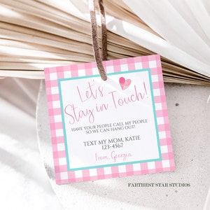 Preppy Playdate cards,  Summer play date card, Printable End of School Tags for Kids,  Play Date Business Card, Keep in Touch Contact Card