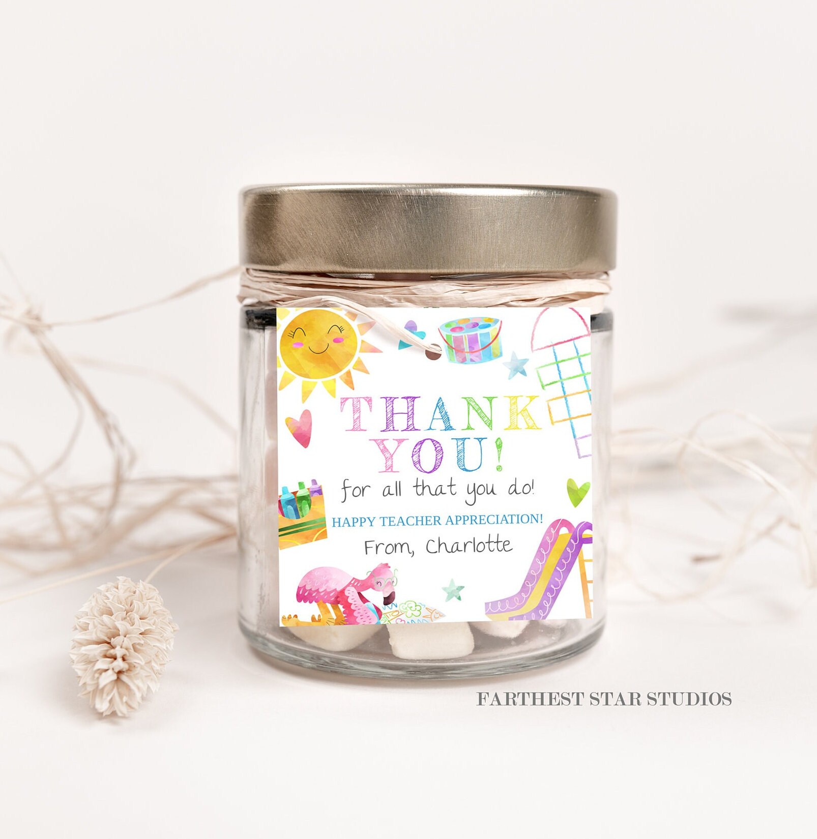 Summer Teacher Appreciation Thank You Tags \stickers, End of Year Gifts ...