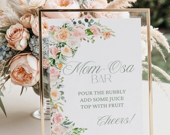 Mom-osa sign, Mother's day template, Printable Baby shower Sign, Baby shower Sign, Mother's day sign template, shower bar sign
