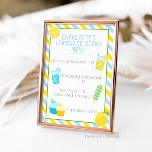 Lemonade Stand Bundle, Lemonade Stand Sign, Lemonade Stand menu, Kids Summer Activity, Lemonade Stand Sign, Lemonade Stand Instant Download