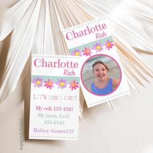 Preppy Playdate cards, Summer play date card, Printable End of School Tags for Kids,  PlayDate Business Card, Stay in Touch Contact Card