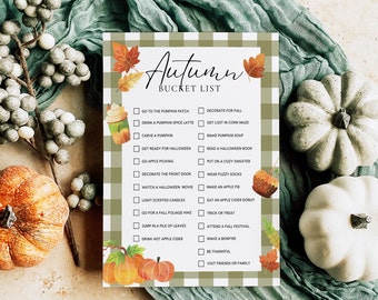 Lista de deseos de otoño, lista de deseos de otoño imprimible, plantilla de lista de deseos, lista de deseos personalizada, lista de deseos a cuadros, actividades de otoño para niños, Halloween