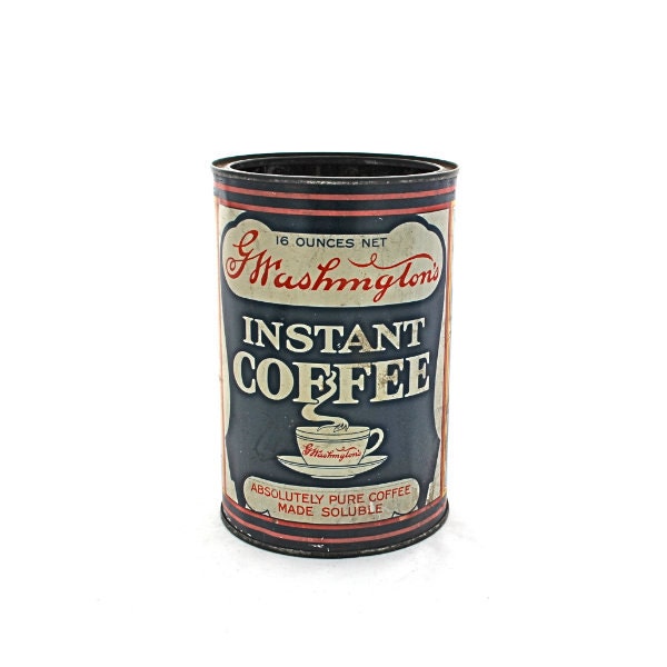 Vintage Tin G Washington Instant Coffee Advertising Red White Blue Kitchen Decor