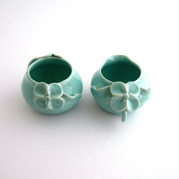 Vintage Sugar Creamer California Pottery KTK Aqua