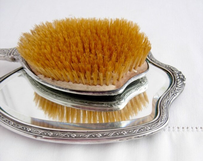 Antique Mirror Brush Set Sterling Silver Etsy