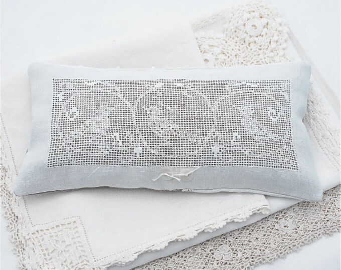 Lavender Buckwheat Hull Pillow Handmade Vintage Textiles Birds Etsy