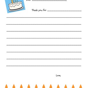 Carta de agradecimiento con líneas - Tema de cumpleaños azul