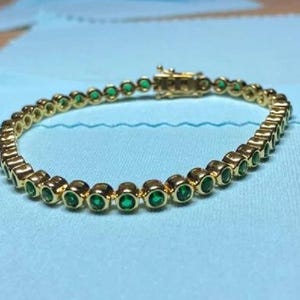 Dainty Emerald Tennis Bracelet: Sterling Silver May Birthstone