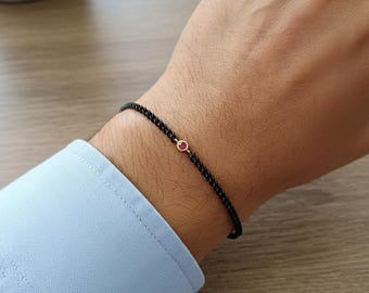 メンズゴールドブレスレット、ルビーブレスレット、18Kゴールド - Etsy