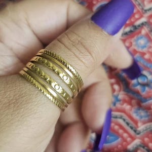 Hammered 925 Sterling Silver Band Ring: Thin Stacking Ring