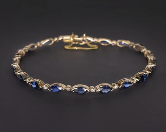 Blue Sapphire Sterling Silver Bracelet: September Birthstone Tennis Bracelet