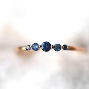 Dainty Blue Sapphire Eternity Ring: Sterling Silver September Birthstone