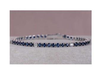 Blue Sapphire Sterling Silver Bracelet: September Birthstone Jewelry