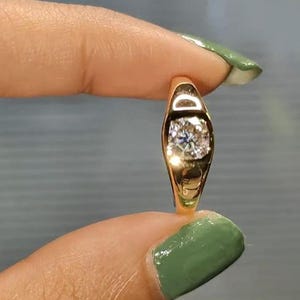 Bague homme ronde en moissanite : solitaire en argent sterling 925