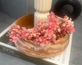 Large Round Jesmonite Decorative Bowl: Two-Tone Design