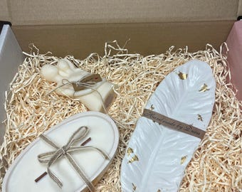 Handmade Jesmonite Candle & Jewelry Holder Gift Set