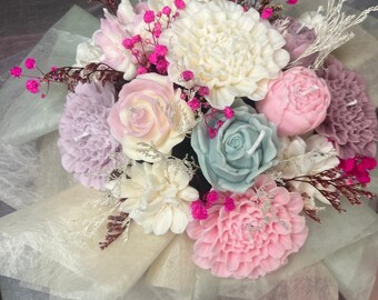 Scented Soy Wax Flower Bouquet Candle: Luxury Home Decor