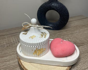 Handmade Jesmonite and  organic candle gift set