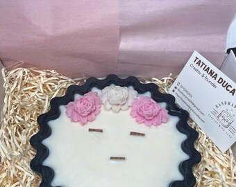 Floral Jesmonite Bowl Candle, Organic Soy Wax, Handmade