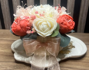 Scented Rose Candle Bouquet: Minimalist Home Decor, Handmade