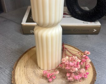 Pillar natural soya wax candle, decorative modern handmade scented candles,tall Undyed Pillar Sculpture.