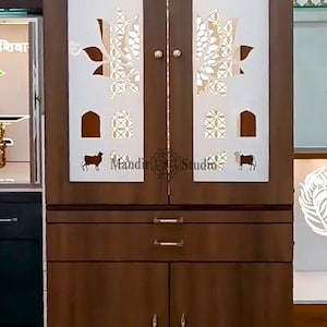 MandirStudio Wooden Door Temple With Led Lights | Puja Temple for Home & Office | Puja Ghar | Customized temple |Wooden Door mandir for Home