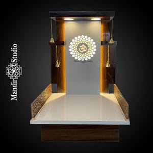 MandirStudio Wooden Temple With Led Lights | Puja Temple for Home & Office |Puja Ghar | Customized temple|Wooden Personlized mandir for Home