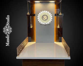 MandirStudio Wooden Temple With Led Lights | Puja Temple for Home & Office |Puja Ghar | Customized temple|Wooden Personlized mandir for Home