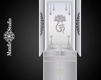 MandirStudio Wooden Door Temple With Led Lights|Puja Temple for Home & Office|Puja Ghar|Wooden Customized mandir for Home(60 x 24 x 16 inch)
