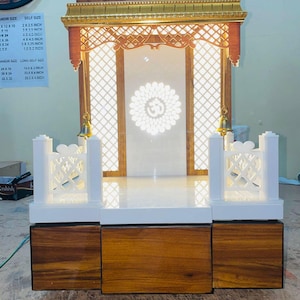 Wooden mandir for home and office , wooden brown mandir , Pooja ghar ( Size :- 18 x 12 x 10 inch)