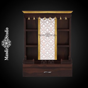MandirStudio Wooden Temple With Led Lights | Puja Temple for Home & Office |Puja Ghar | Customized temple|Wooden Personlized mandir for Home