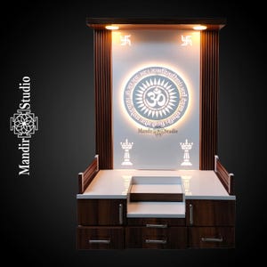 MandirStudio Wooden 3DFrame Temple With Led Light|Puja Temple for Home&Office|Puja Ghar|Wooden Customized mandir for Home(48 x 30 x 16 inch)