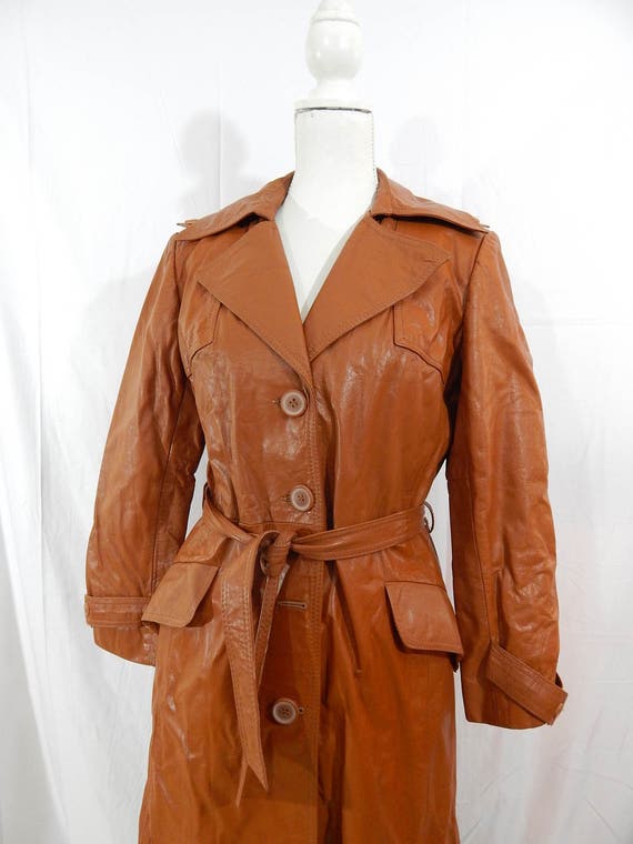 Free Ship Vintage 70s,Leather Lined ,Trench Coat,… - image 1