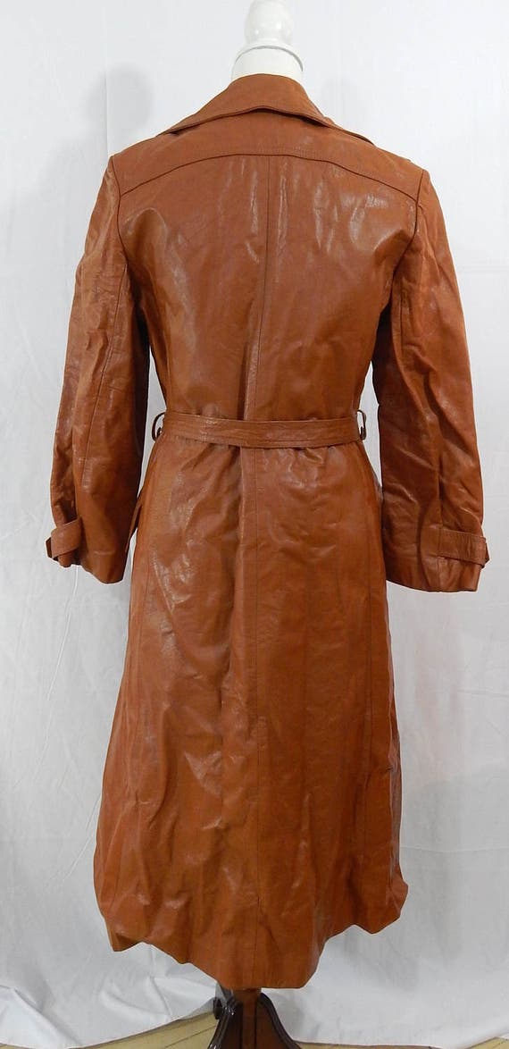 Free Ship Vintage 70s,Leather Lined ,Trench Coat,… - image 4