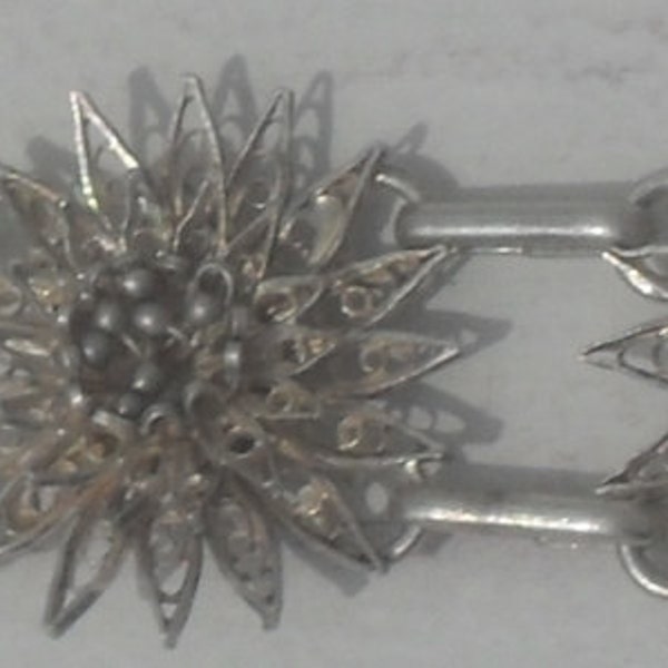 Delicate HandMade --Vintage Sterling Silver Flower-- Filigree Flower Bracelet --Intricate