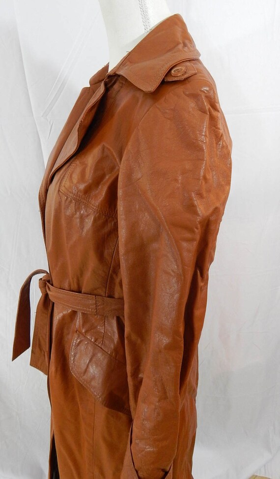 Free Ship Vintage 70s,Leather Lined ,Trench Coat,… - image 3