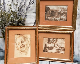 Free Shipping Vintage Sepia~3 Picture Set~Famous Art~A windsor Product~ Framed Matted Pictures