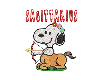 Snoopy, Sagittarius Sign Embroidery