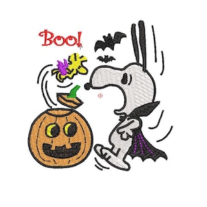 Snoopy Überrascht an Halloween Stickerei