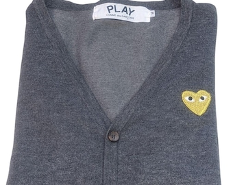 Vintage Comme des Garçons PLAY Cardigan – Gray with Gold Heart