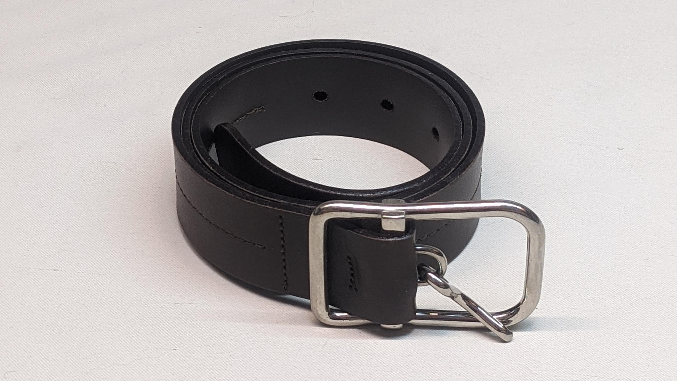 Dolce & Gabbana Women’s XL Italian Leather Belt Black With Silver Buckle Minimal Calfskin belt with DG logo with rhinestones and pearls in  main image 3