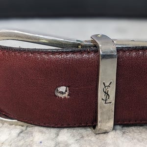 Saint Laurent Dark Brown Leather Belt with Ornate Silver Buckle Saint Laurent Leather Brown Belts for Men for sale | eBay main image 3