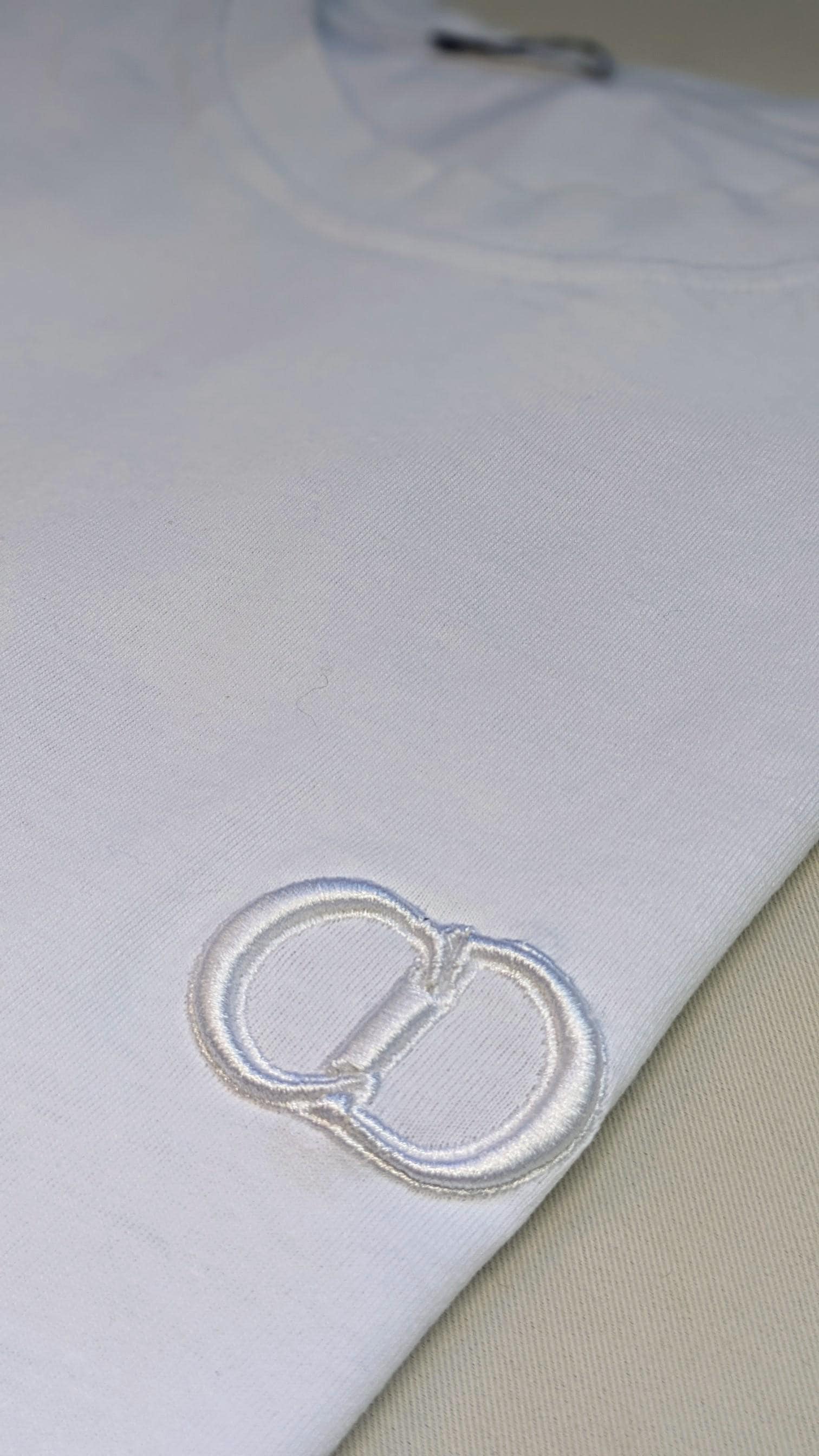 White Dior T-shirt With Embroidered CD Logo - Etsy